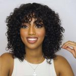 short water wave wig with bangs