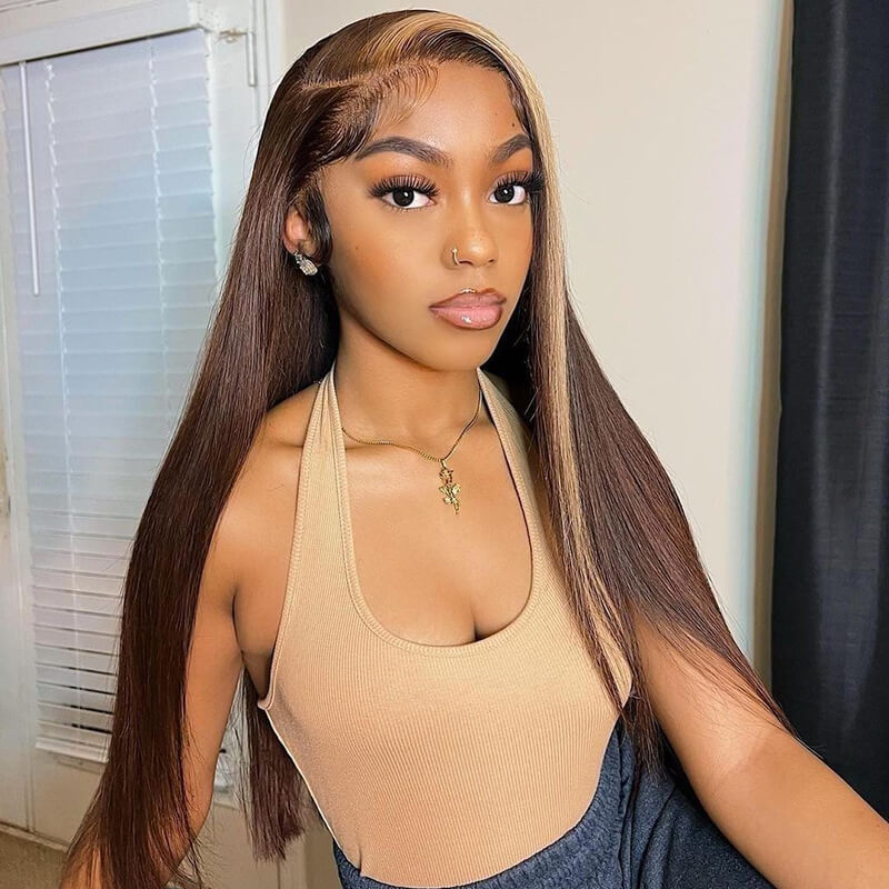 skunk strip highlight brown wig