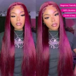 99J burgundy color human hair wig