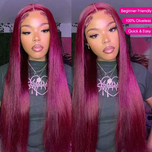 99J burgundy color human hair wig