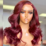 99J burgundy color human hair wig