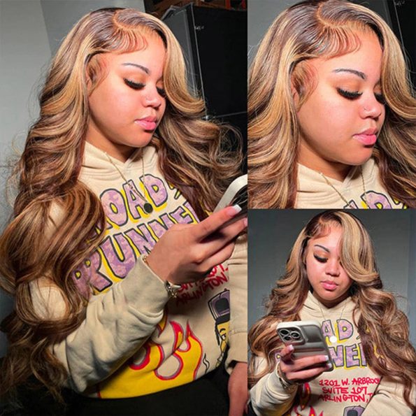 honey blonde highlight wig