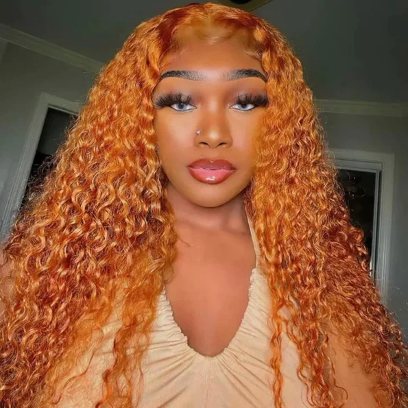 ginger color curly human hair wig