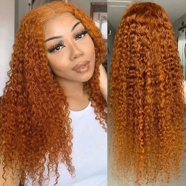 ginger color curly human hair wig