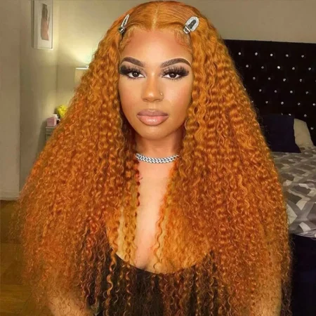 ginger color curly human hair wig