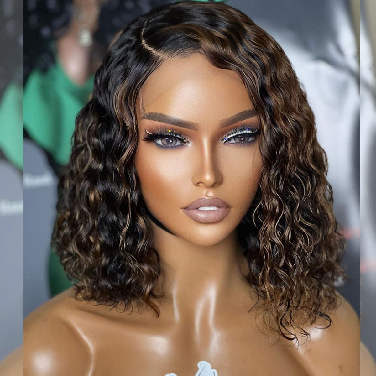 highlight water wave bob wig