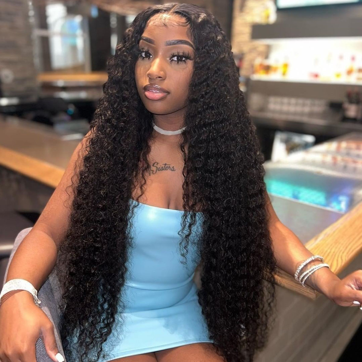 long deep wave human hair wig