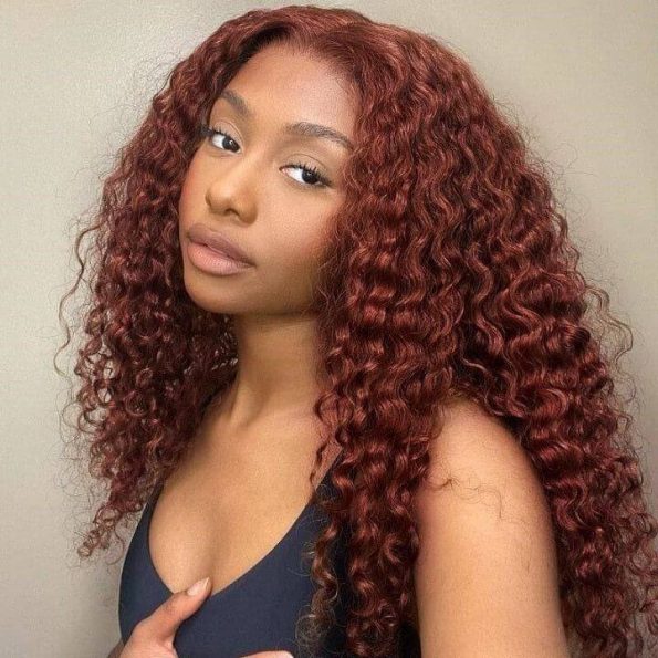 #33 Reddish Brown Deep Wave Wig