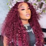 99J burgundy color water wave lace wig