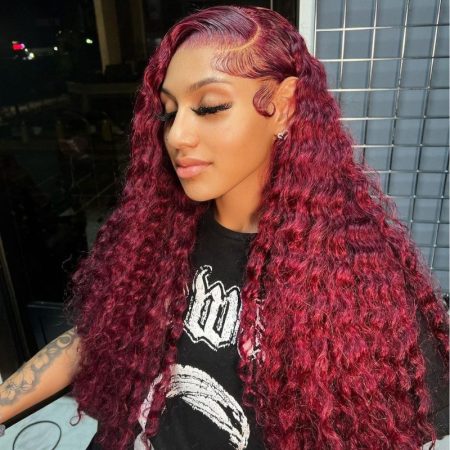 99J burgundy color water wave lace wig