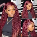 99J burgundy color water wave lace wig