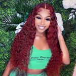 99J burgundy color water wave lace wig