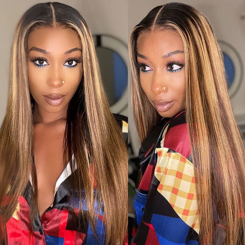 Ombre highlight straight hair wig