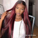 natural black with 99j burgundy highlight straight hair wig