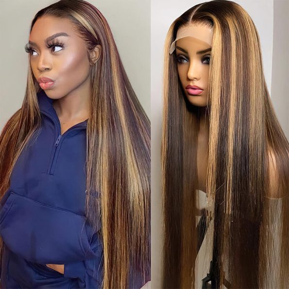 ombre highlight wig straight hair