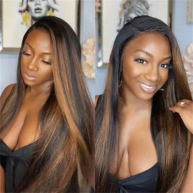ombre highlight wig straight hair