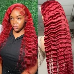 Red Color Loose Deep Wave Wig