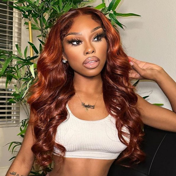 reddish brown body wave wig