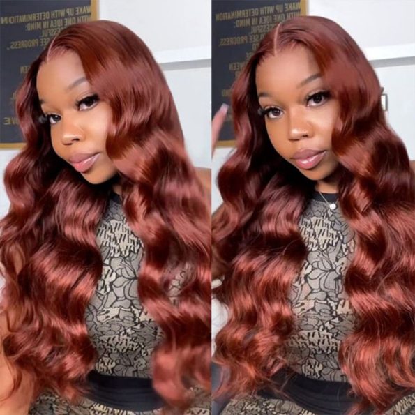 reddish brown body wave wig