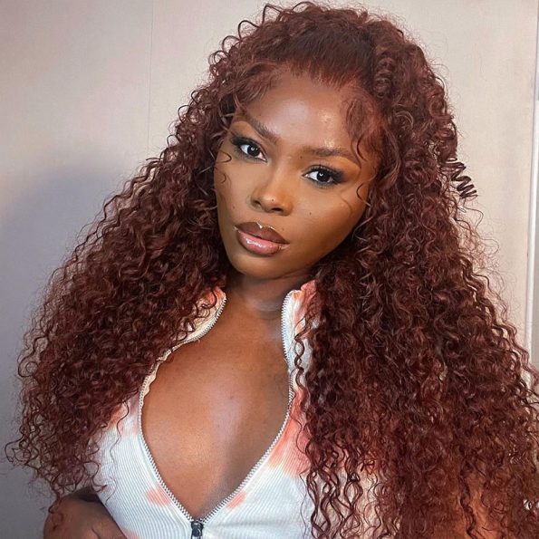 reddish brown water wave wig