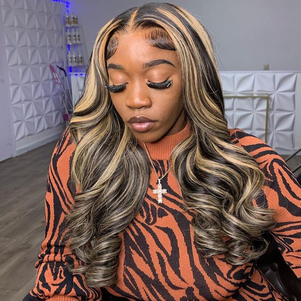 balayage highlight body wave wig