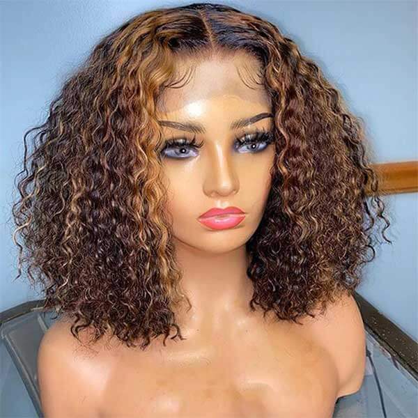 highlight curly bob wig