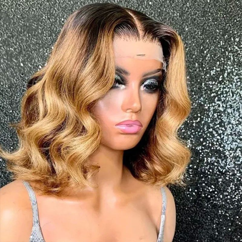 ombre blonde short loose wave bob wig