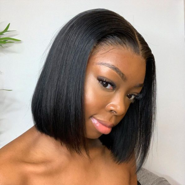 straight bob wig pre cut lace wear go wig