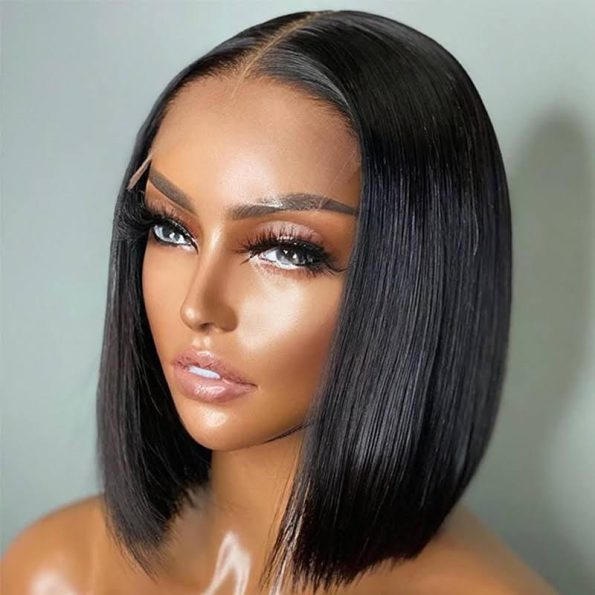 straight bob wig pre cut lace wear go wig