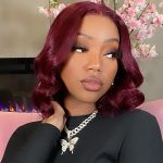 dark burgundy wavy wave short wig