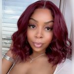 dark burgundy wavy wave short wig