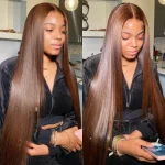 brown color human hair wig 2