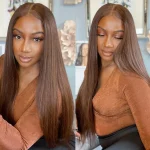 brown color human hair wig 2