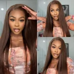 brown color human hair wig 2