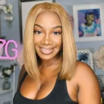 honey blonde human hair bob wig 7