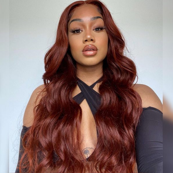 reddish brown body wave wig