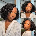 Bouncy water wave human hair glueless wig 8
