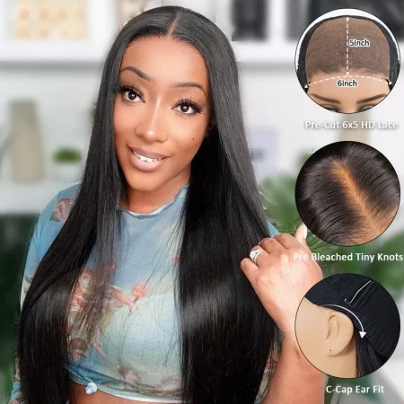 straight human hair glueless wig