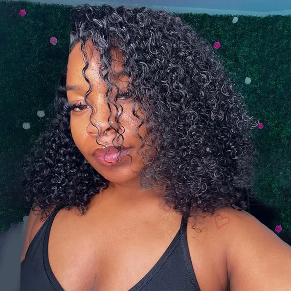 curly human hair short wig