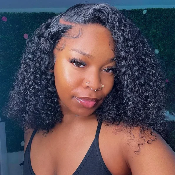 curly human hair short wig