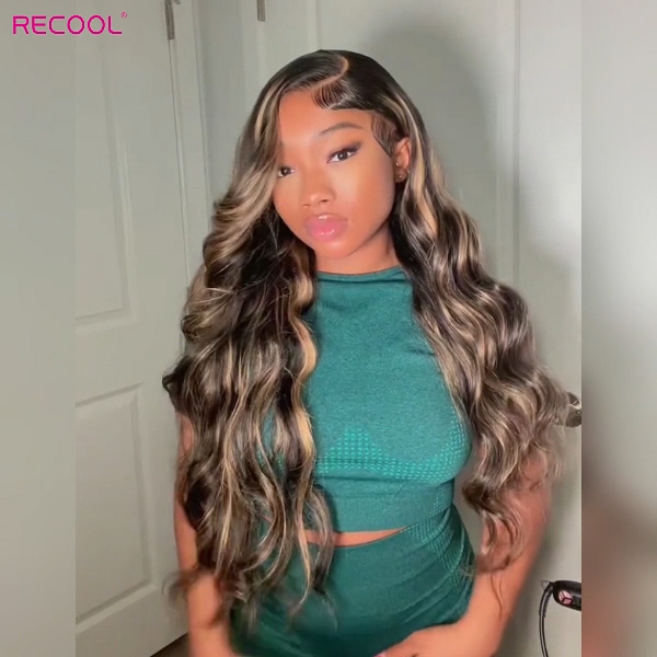 highlight body wave human hair wig