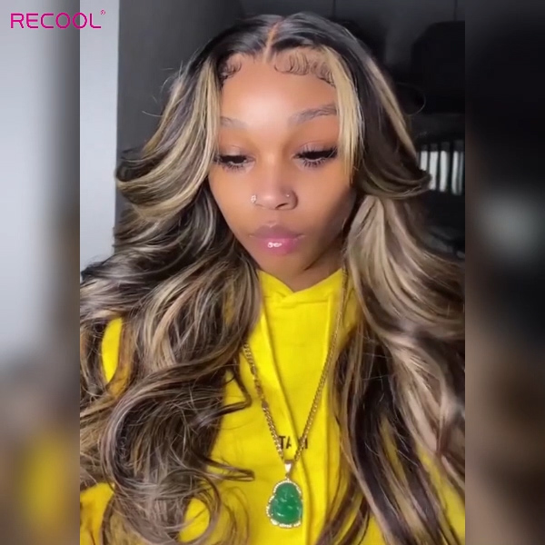 highlight body wave human hair wig