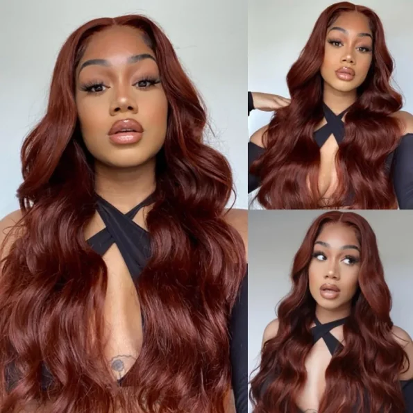 reddish brown body wave wig