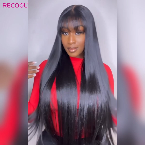 straight hair wig with bang