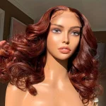 reddish brown color short loose wave wig