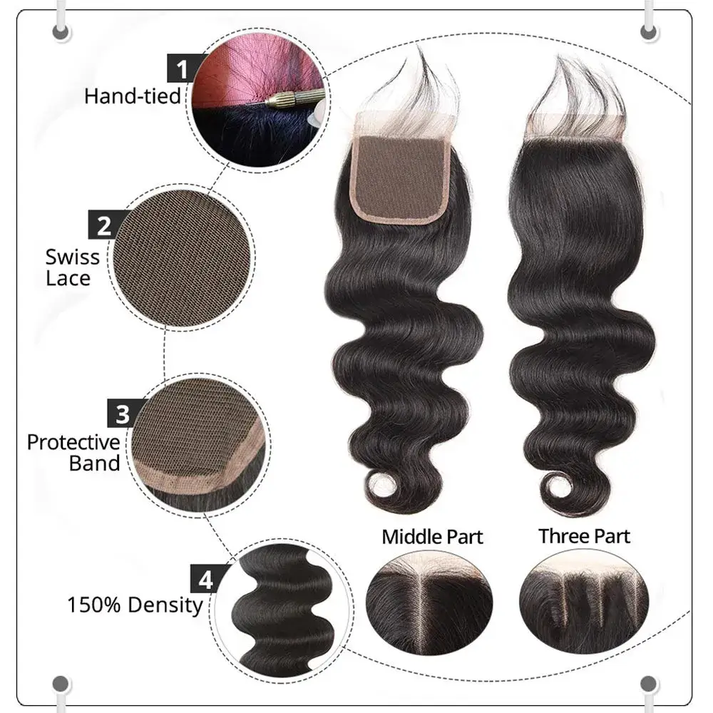 human hair lace closure hair body wave lace closure