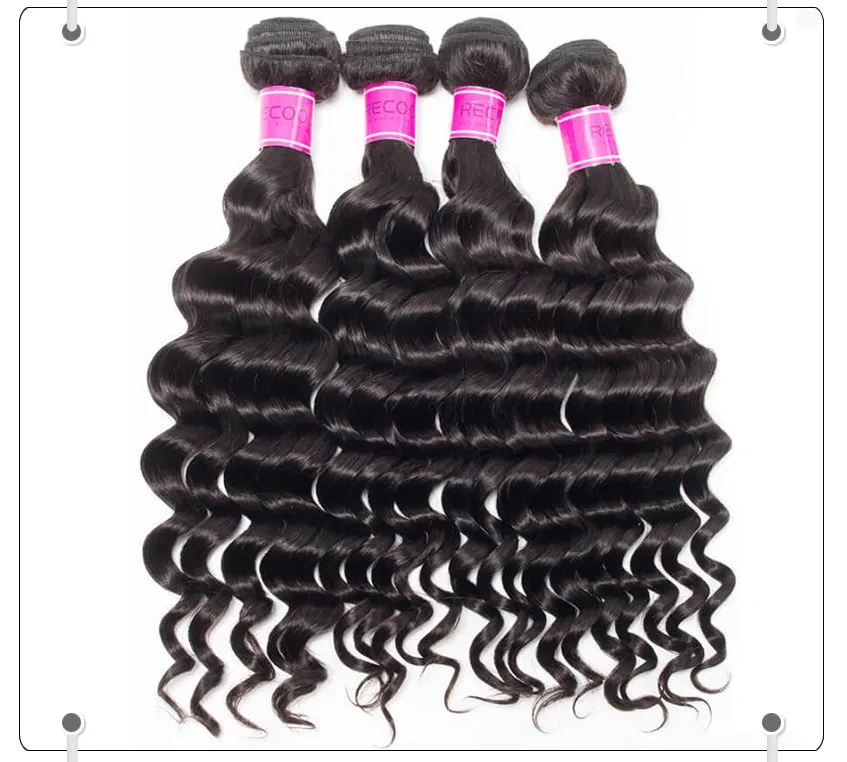 Human Hair loose deep Wave Bundles with Lace closure