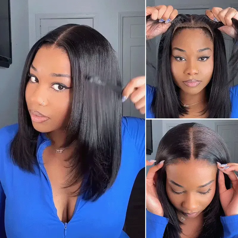 Wear Go Yaki Straight Glueless Bob Human Hair Wig Pre Everything Natural Look With HandCraft Layer