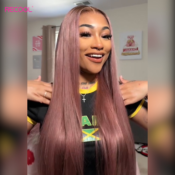ash pink color wig