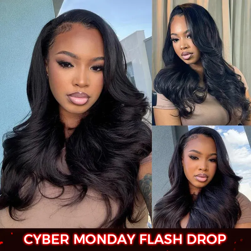 Yaki Body Wave Half Wig Glueless Install 100% Human Hair Pull Go with Adjustable Drawstring